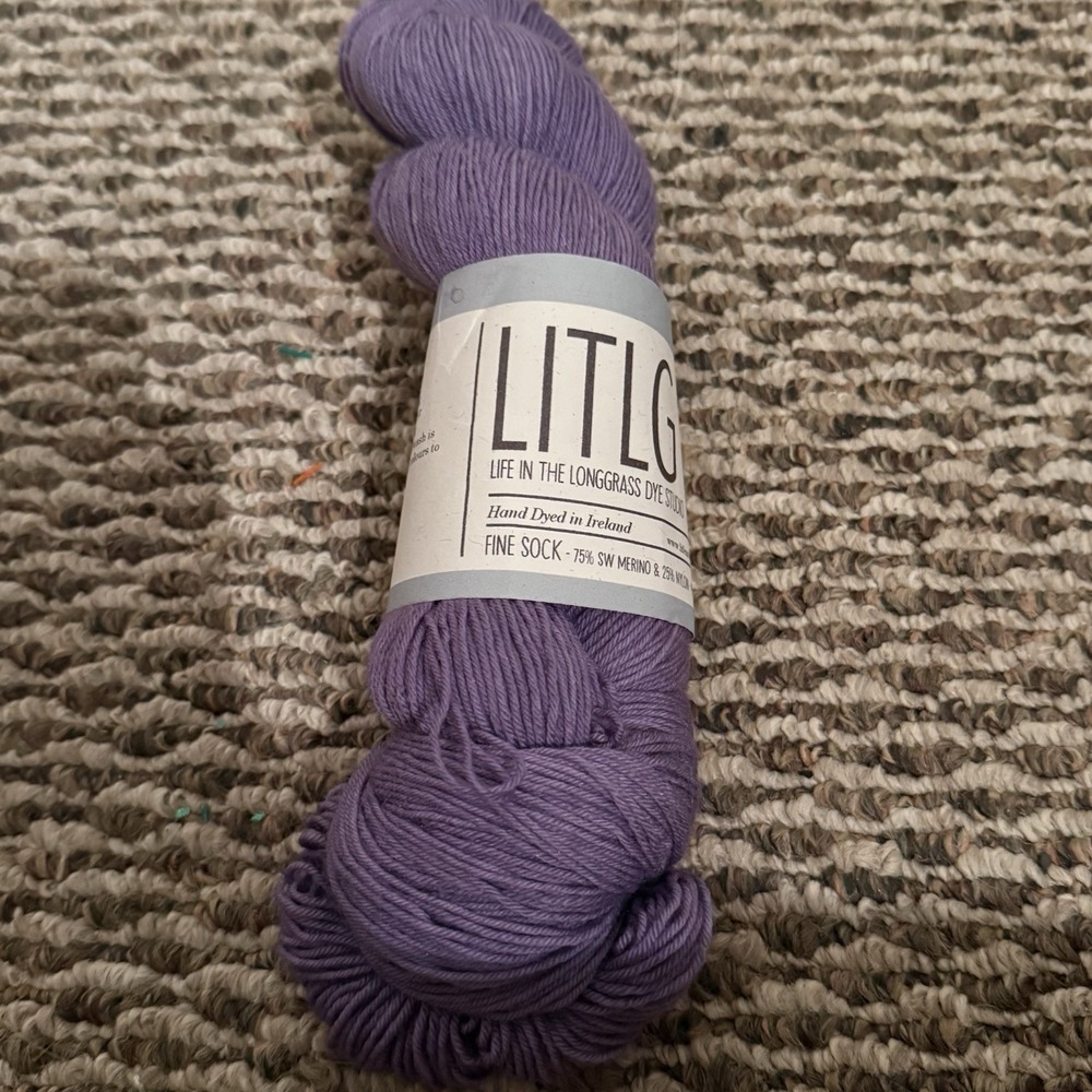 Litlg Yarn Fine Sock Hand Dyed Merino Nylon Purple Linen 460yds 100g